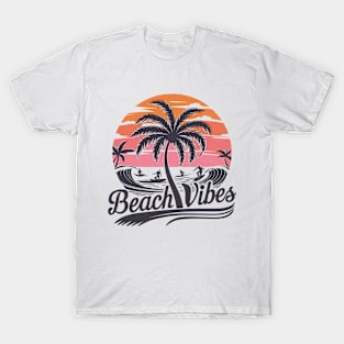 Beach Vibes Retro Surfer Palm Beach Vacation T-Shirt